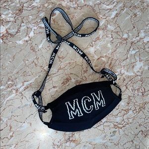 MCM FACE COVERING / MASK BLACK & WHITE WITH CHAIN